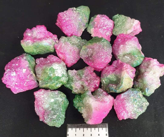 Dyed Green and Pink Geodes