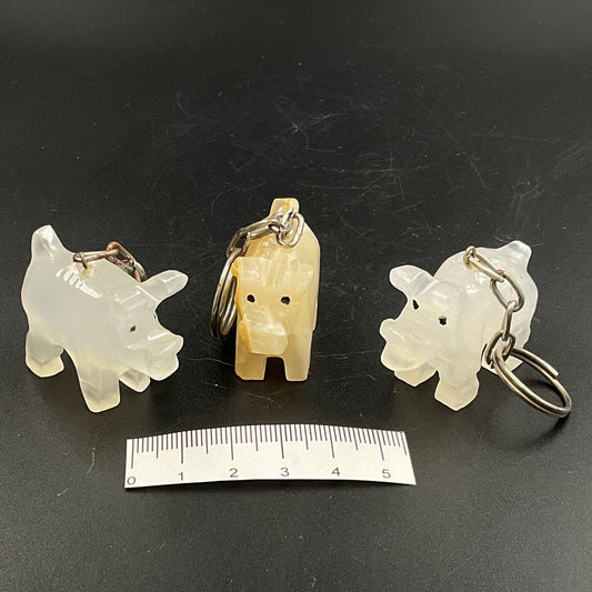 White Onyx Pig Keychains