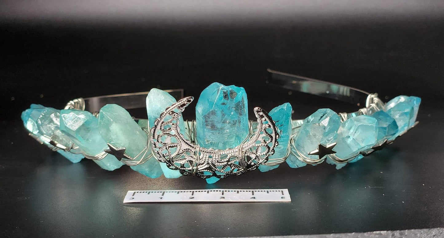 Aqua Aura Quartz Crown