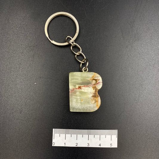 Green Onyx Letter Keychains