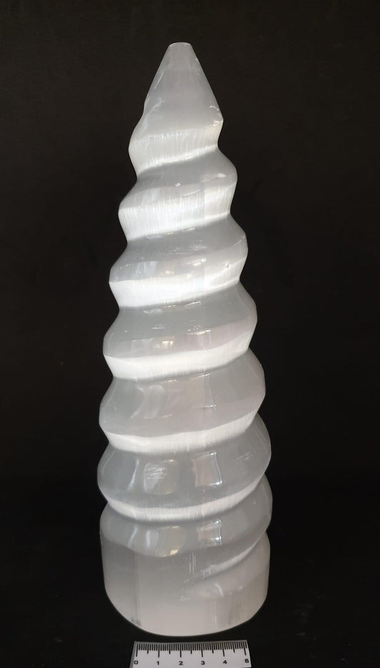 Selenite Spiral Tower 25cm