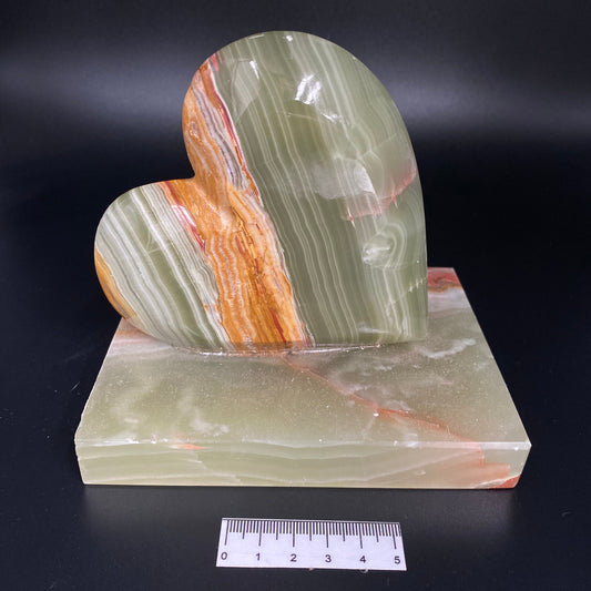 Green Onyx Heart on Stand