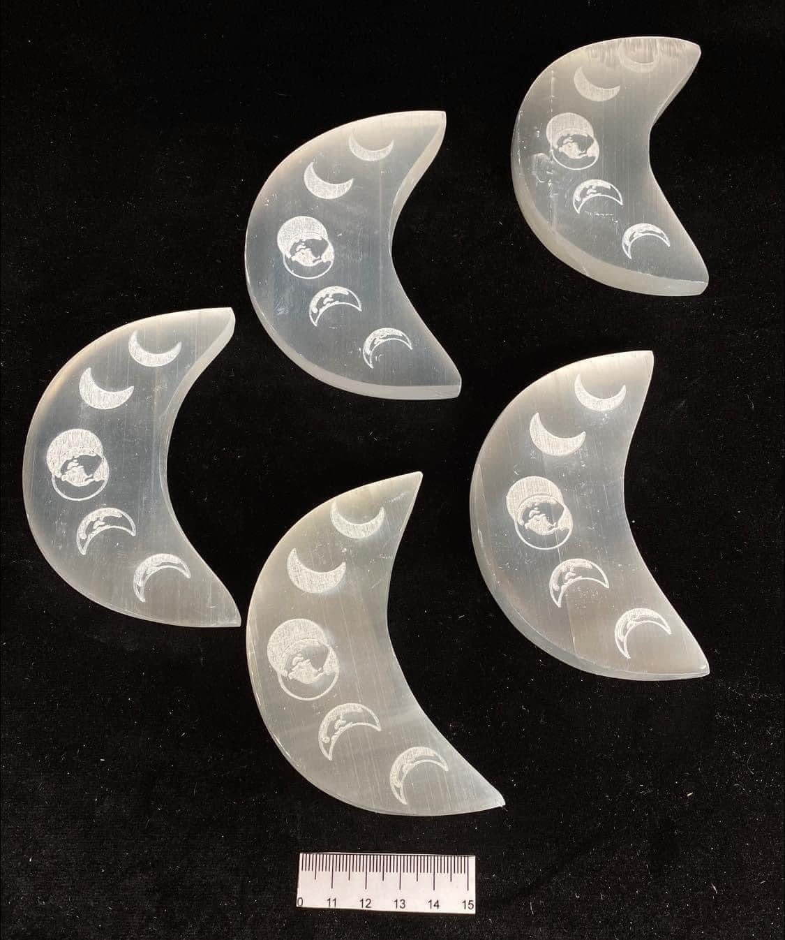 Selenite Moons with Moon Phase