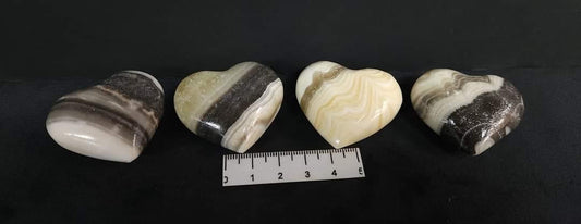 Zebra Onyx Polished Puffy Hearts