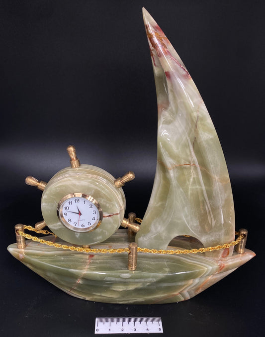 Green Onyx Ship Clock