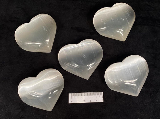 Selenite Puffy Hearts