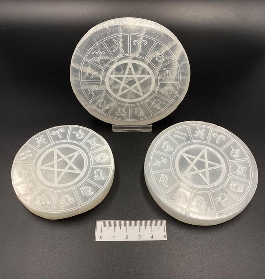 Selenite Zodiac Plates